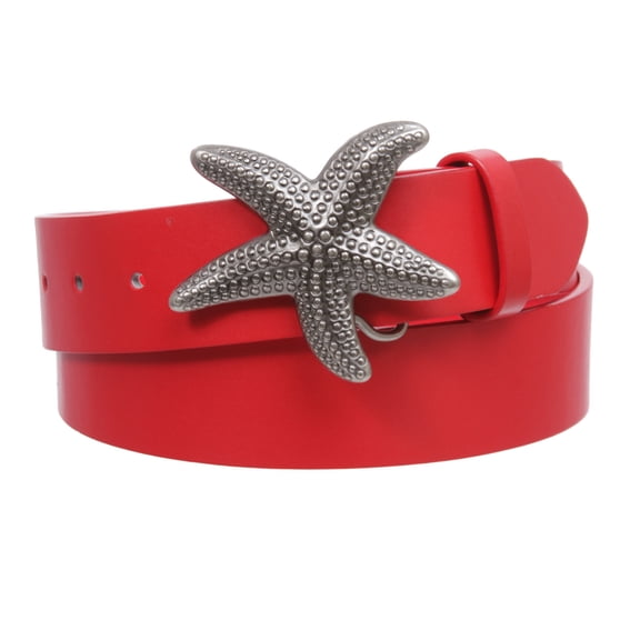 Unisex Starfish Buckle Snap-On Belt – 1.5" Wide, 19-Color Options