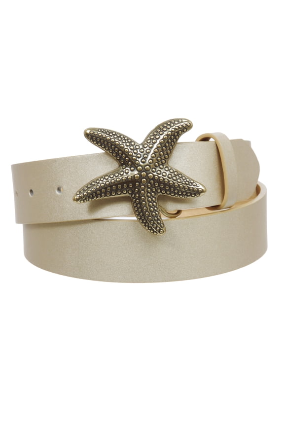 Unisex Starfish Buckle Snap-On Belt – 1.5" Wide, 19-Color Options