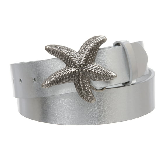 Unisex Starfish Buckle Snap-On Belt – 1.5" Wide, 19-Color Options