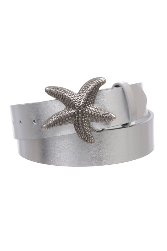 Unisex Starfish Buckle Snap-On Belt – 1.5" Wide, 19-Color Options