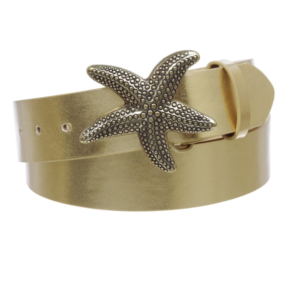 Unisex Starfish Buckle Snap-On Belt – 1.5" Wide, 19-Color Options
