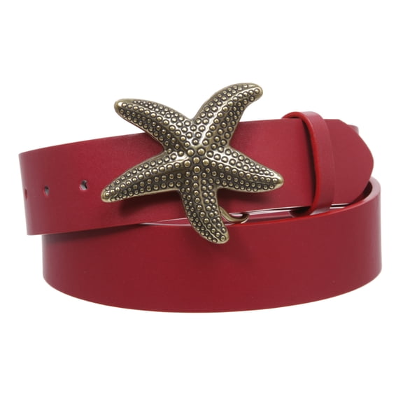 Unisex Starfish Buckle Snap-On Belt – 1.5" Wide, 19-Color Options