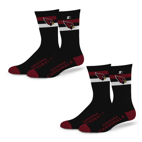 Unisex Starter Arizona Cardinals Team Color 2-Stripe 2-Pack Crew Socks Set