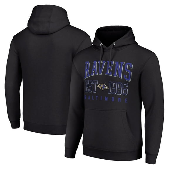 Unisex Starter Black Baltimore Ravens Throwback Logo Pullover Hoodie