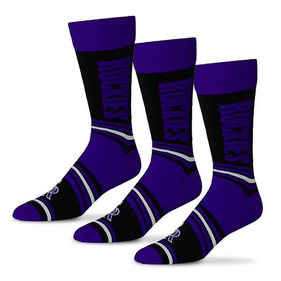 Unisex Starter Black Colorado Rockies Rally Cry 3-Pack Socks Set
