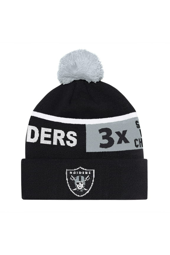 Unisex Starter Black Las Vegas Raiders Chyron Cuffed Knit Hat with Pom