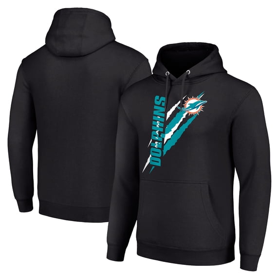 Unisex Starter Black Miami Dolphins Color Scratch Fleece Pullover Hoodie