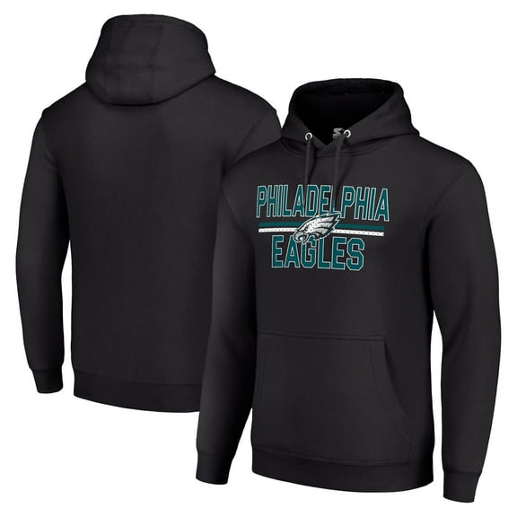 Unisex Starter Black Philadelphia Eagles Team Mesh Print Graphic Tri-Blend Pullover Hoodie