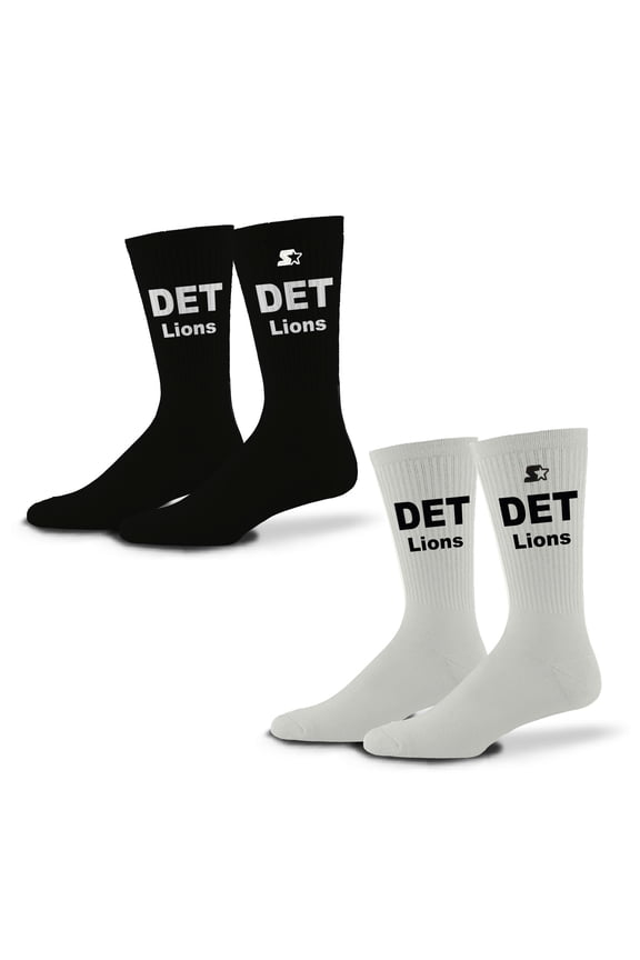 Unisex-Starter Black/White Detroit Lions Assist Socks 2 Pack