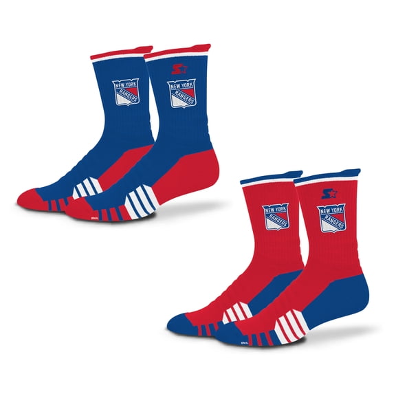Unisex-Starter  Blue/Red New York Rangers Breakaway Crew Sock 2 Pack