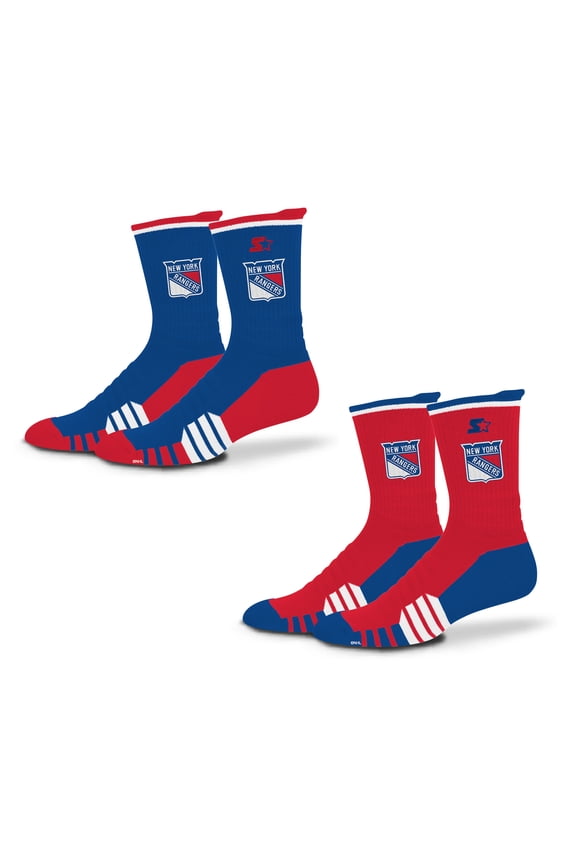 Unisex-Starter  Blue/Red New York Rangers Breakaway Crew Sock 2 Pack
