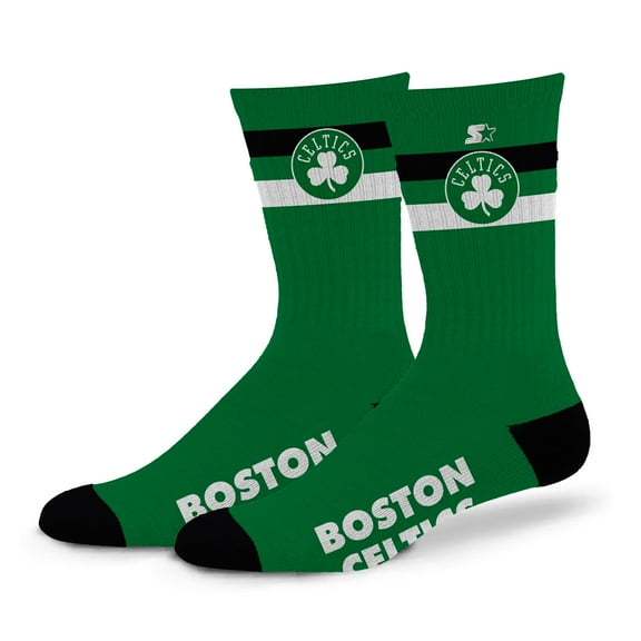 Unisex Starter Boston Celtics Team Color Two-Stripe Crew Socks