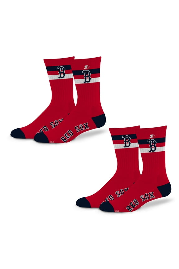 Unisex Starter Boston Red Sox Team Color 2-Stripe 2-Pack Crew Socks Set