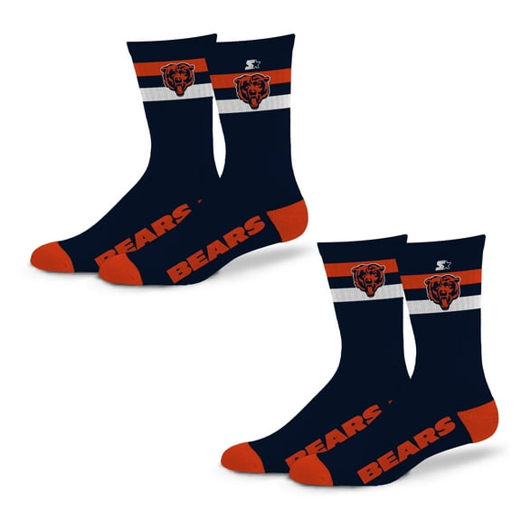 Unisex Starter Chicago Bears Team Color 2-Stripe 2-Pack Crew Socks Set