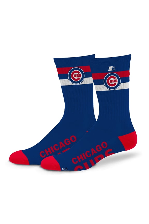 Unisex Starter Chicago Cubs Team Color Two-Stripe Crew Socks