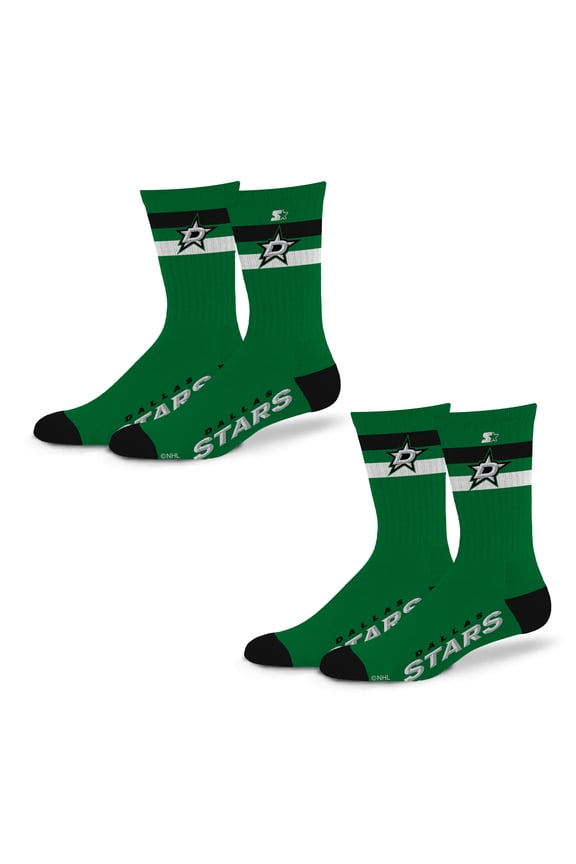 Unisex Starter Dallas Stars Team Color 2-Stripe 2-Pack Crew Socks Set
