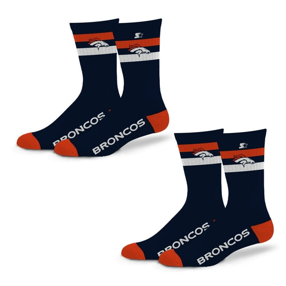Unisex Starter Denver Broncos Team Color 2-Stripe 2-Pack Crew Socks Set