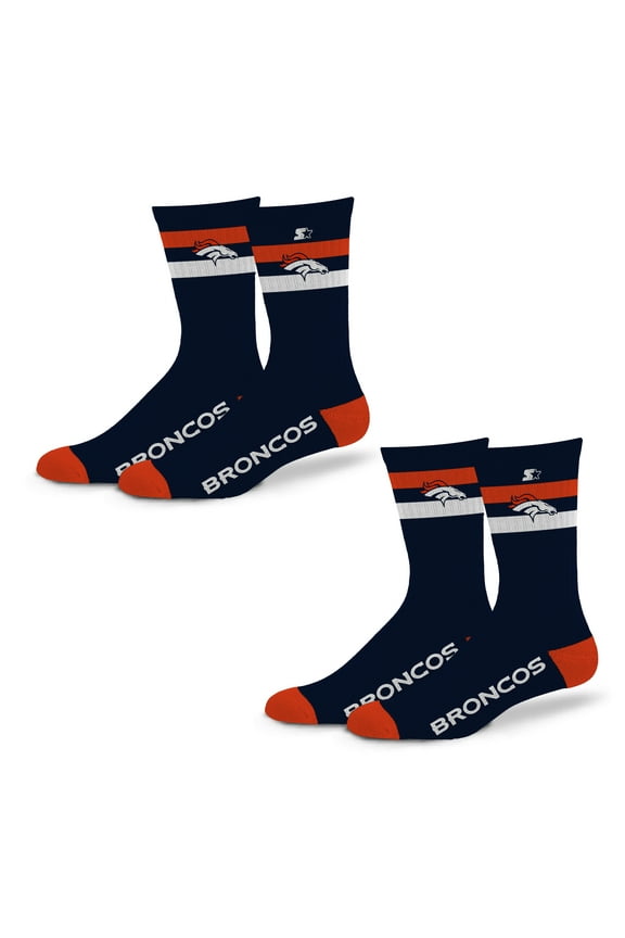 Unisex Starter Denver Broncos Team Color 2-Stripe 2-Pack Crew Socks Set