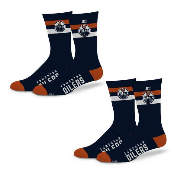 Unisex Starter Edmonton Oilers Team Color 2-Stripe 2-Pack Crew Socks Set