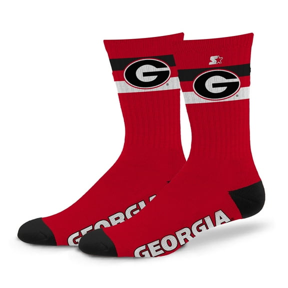 Unisex Starter Georgia Bulldogs Team Color Two-Stripe Crew Socks