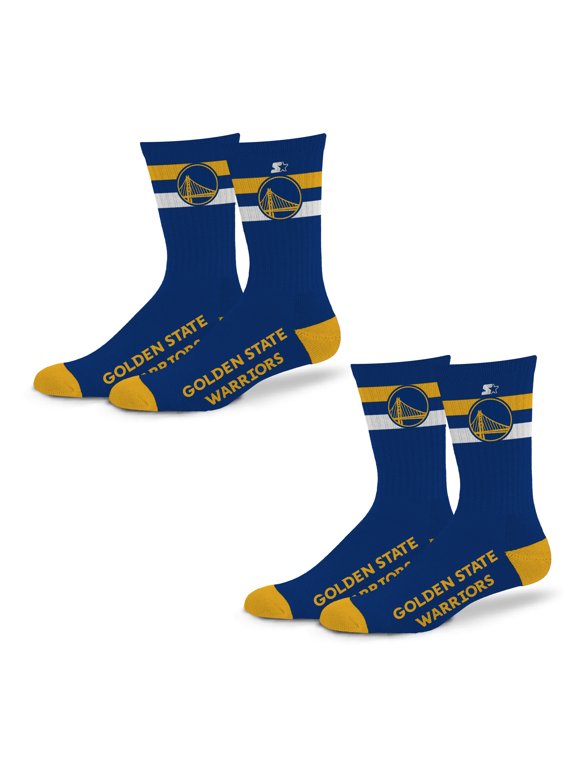 Unisex Starter Golden State Warriors Team Color 2-Stripe 2-Pack Crew Socks Set