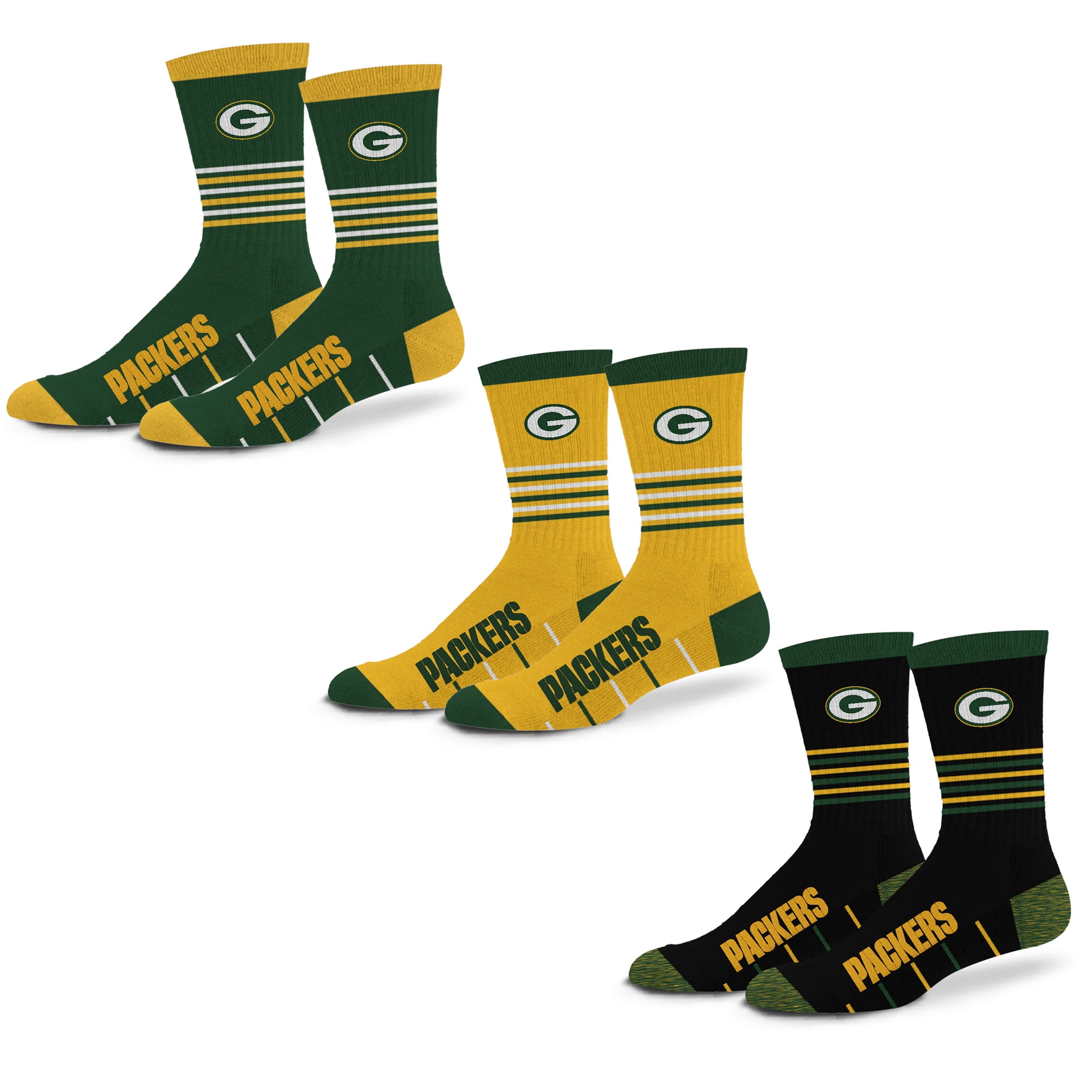 Unisex-Starter Green Bay Packers Stripe Zones Socks 3 Pack - Walmart.com