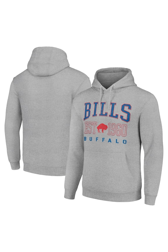 Unisex Starter Heather Gray Buffalo Bills Throwback Logo Pullover Hoodie
