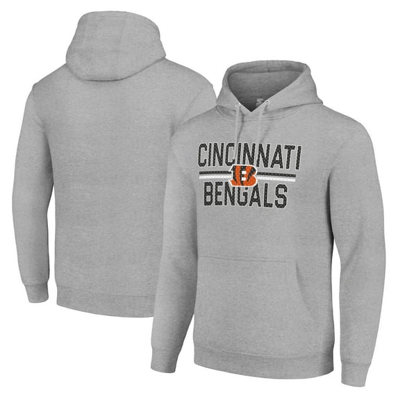Unisex Starter Heather Gray Cincinnati Bengals Team Mesh Print Graphic Tri-Blend Pullover Hoodie