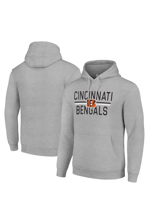 Unisex Starter Heather Gray Cincinnati Bengals Team Mesh Print Graphic Tri-Blend Pullover Hoodie