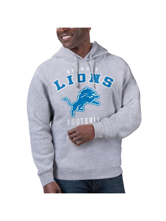 Unisex Starter Heather Gray Detroit Lions Logo Graphic Pullover Hoodie