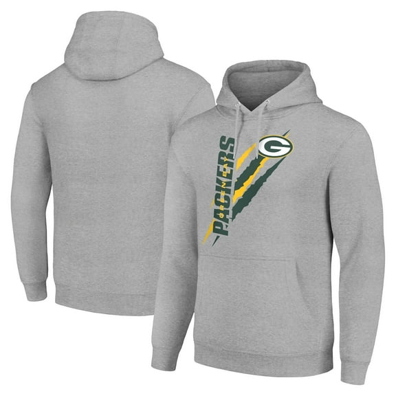Unisex Starter Heather Gray Green Bay Packers Color Scratch Fleece Pullover Hoodie