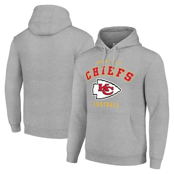 Unisex Starter Heather Gray Kansas City Chiefs Logo Pullover Hoodie
