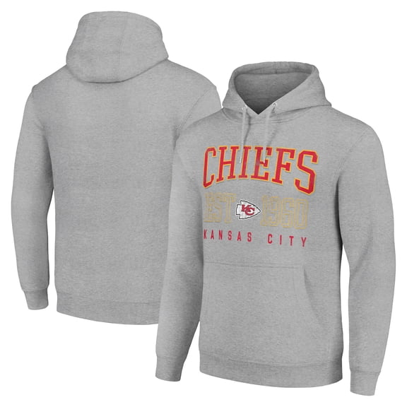 Unisex Starter Heather Gray Kansas City Chiefs Throwback Logo Pullover Hoodie