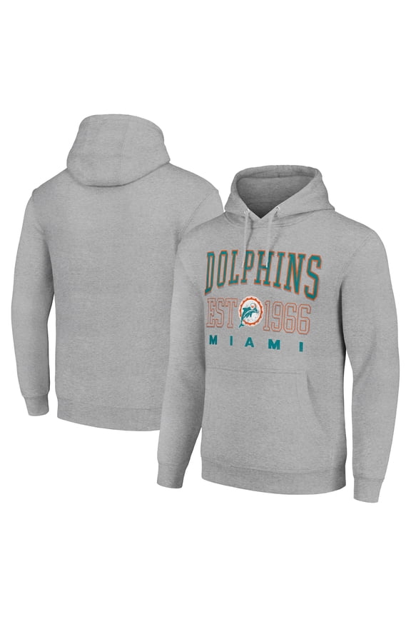 Unisex Starter Heather Gray Miami Dolphins Throwback Logo Pullover Hoodie