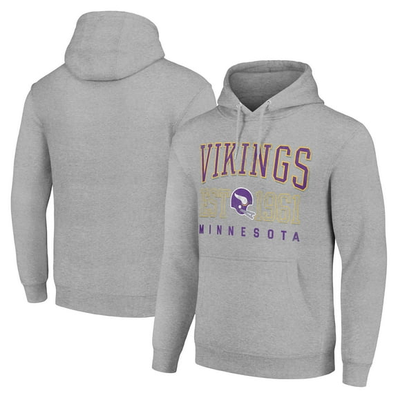 Unisex Starter Heather Gray Minnesota Vikings Throwback Logo Pullover Hoodie