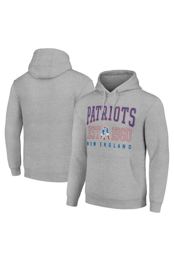 Unisex Starter Heather Gray New England Patriots Throwback Logo Pullover Hoodie