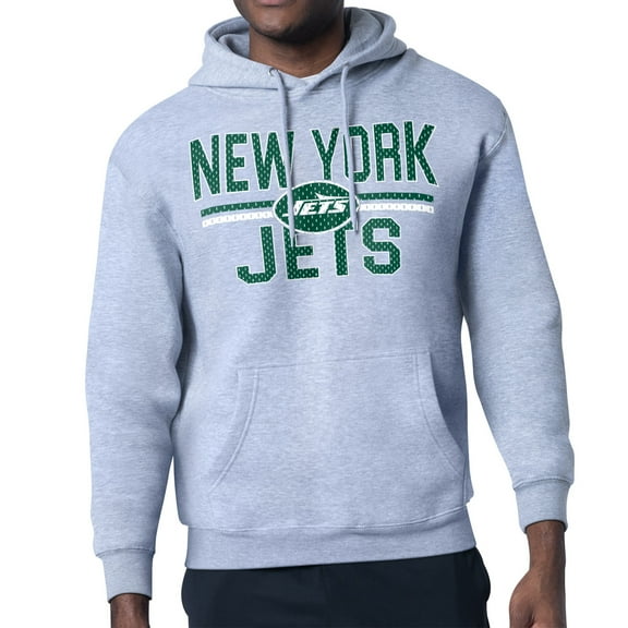Unisex Starter Heather Gray New York Jets Team Mesh Print Graphic Tri-Blend Pullover Hoodie