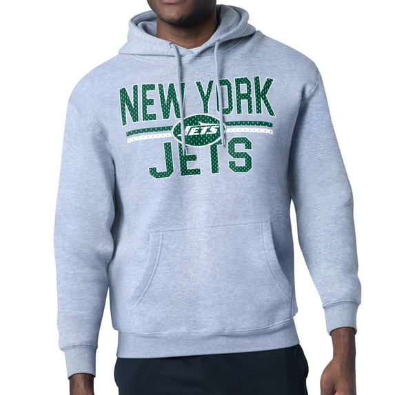 Unisex Starter Heather Gray New York Jets Team Mesh Print Graphic Tri-Blend Pullover Hoodie
