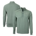 thumbnail image 1 of Men's Cutter & Buck Heather Green New York Jets Primary Logo Adapt Eco Knit Quarter-Zip Top, 1 of 3