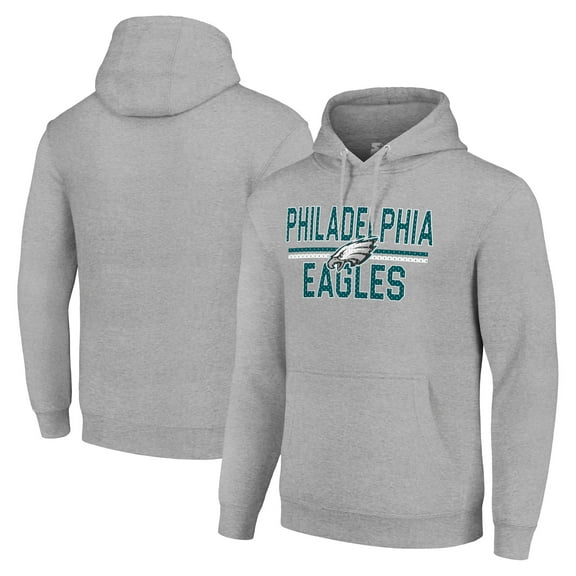 Unisex Starter Heather Gray Philadelphia Eagles Team Mesh Print Graphic Tri-Blend Pullover Hoodie
