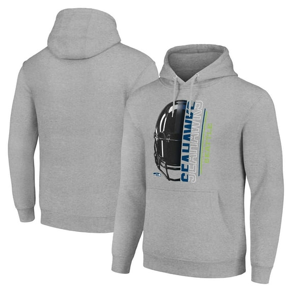 Unisex Starter Heather Gray Seattle Seahawks Half Helmet Logo Pullover Hoodie