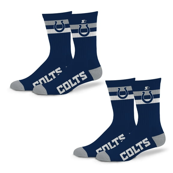 Unisex Starter Indianapolis Colts Team Color 2-Stripe 2-Pack Crew Socks Set
