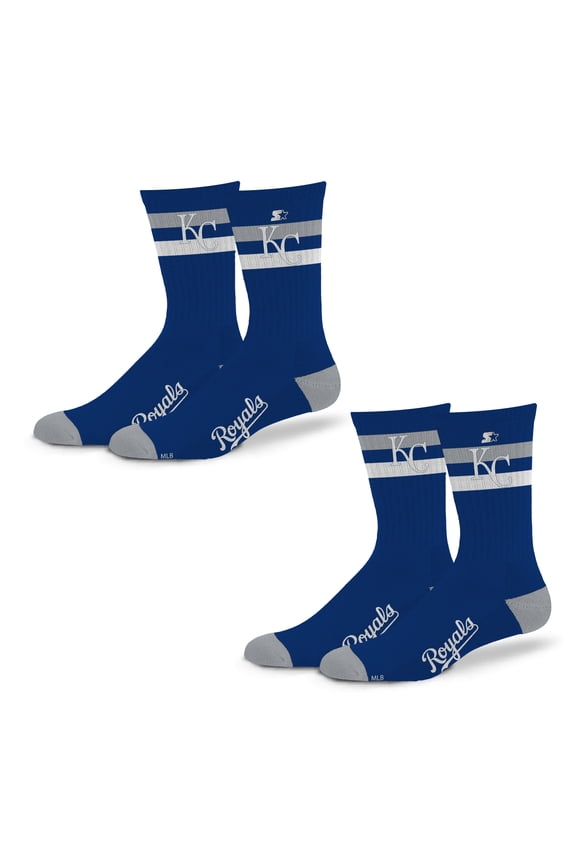 Unisex Starter Kansas City Royals Team Color 2-Stripe 2-Pack Crew Socks Set