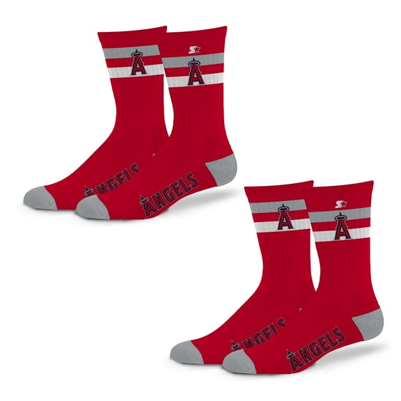 Unisex Starter Los Angeles Angels Team Color 2-Stripe 2-Pack Crew Socks Set