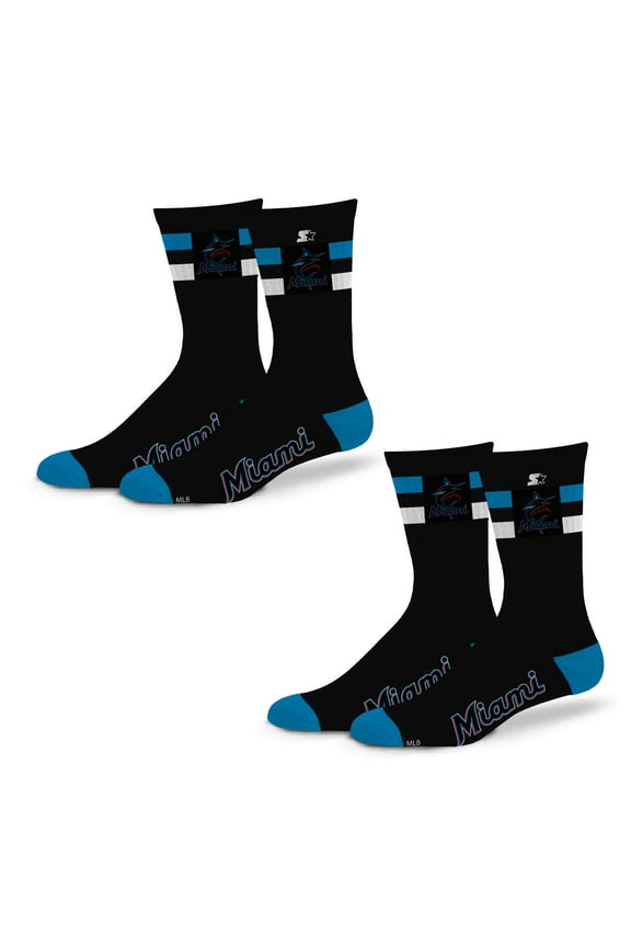Unisex Starter Miami Marlins Team Color 2-Stripe 2-Pack Crew Socks Set