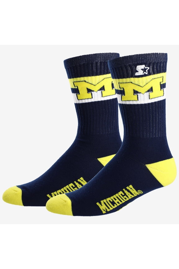 Unisex Starter Michigan Wolverines Team Color Two-Stripe Crew Socks