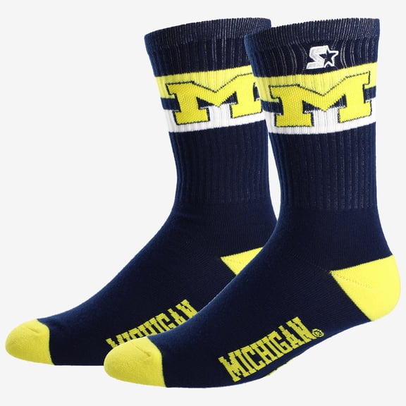 Unisex Starter Michigan Wolverines Team Color Two-Stripe Crew Socks