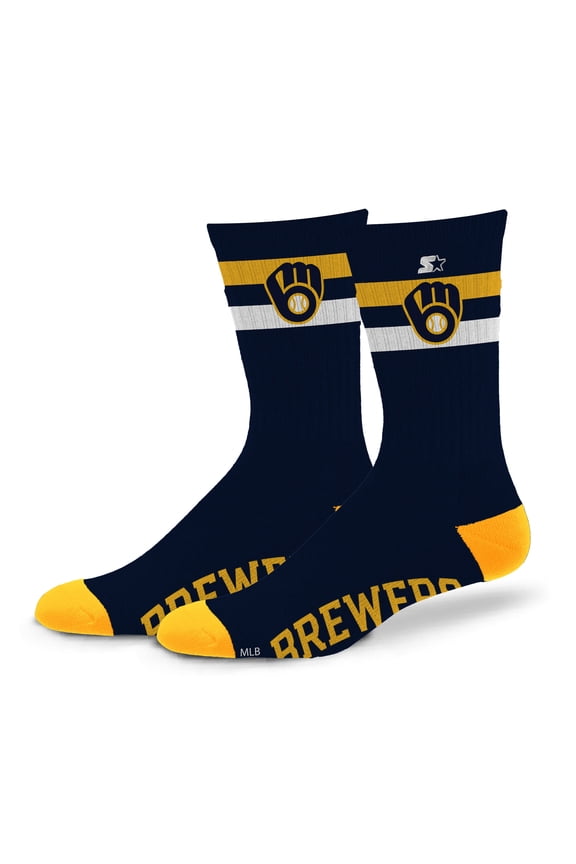 Unisex Starter Milwaukee Brewers Team Color Two-Stripe Crew Socks