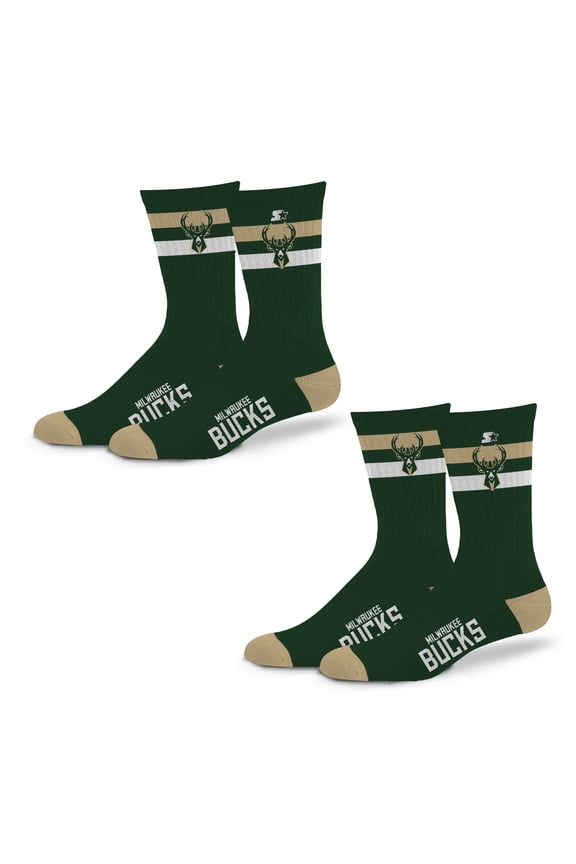 Unisex Starter Milwaukee Bucks Team Color 2-Stripe 2-Pack Crew Socks Set