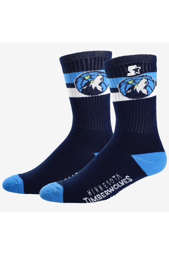 Unisex Starter Minnesota Timberwolves Team Color Two-Stripe Crew Socks